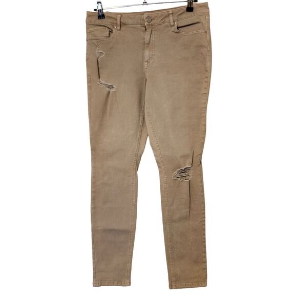 Refuge Womens Skinny Distressed Beige Jeans Size 10 - Picture 1 of 8